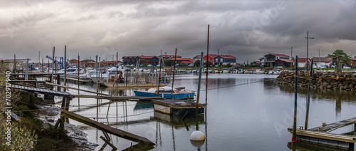Harbor and oyster farms of Gujan Mestras, in Gironde, New Aquitaine, France
