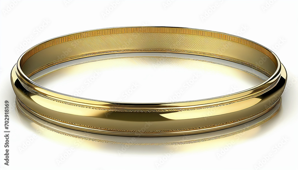 An single golden bracelet on a white background An single golden bracelet on a white background
