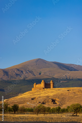 La Calahorra castle with Sierra Nevada, Andalusia, Spain