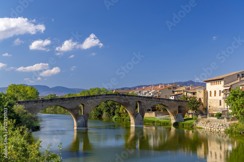 Romanesque bridge Puente la Reina, Gares, Navarre, Spain photo
