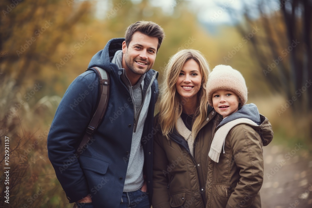 Family Bonding. Father, Mother, and Son Enjoying a Winter Hike in the Great Outdoors Family Bonding. Father, Mother, and Son Enjoying a Winter Hike in the Great Outdoors