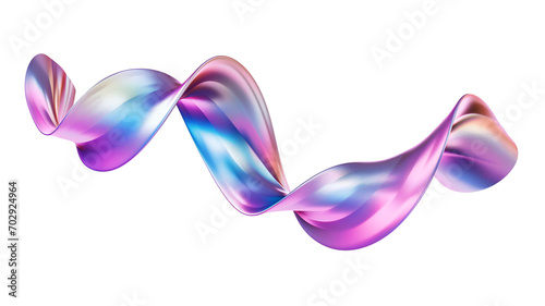 Holographic gradient neon wave shape on transparent background photo
