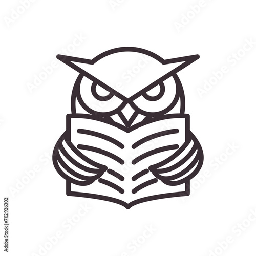 owl reading logo design vector image