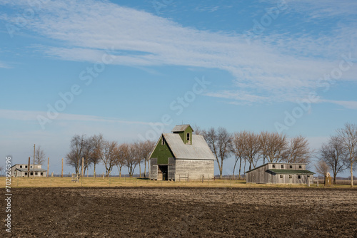 Corn Crib style barn in rural Livingston county, Illinois, USA photo