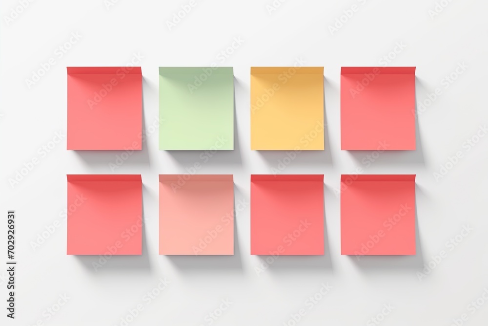 Sticky Notes with blank space to add your text or design. On white background. Generative Ai Sticky Notes with blank space to add your text or design. On white background. Generative Ai