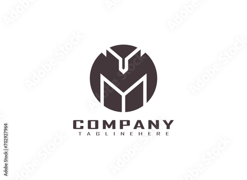 Abstract Initial Letter M and A or M only Circle Logo. Geometric Line Shapes Circular with Letter M AM MA Isolated on White Background. Suitable For Business and Branding Logos