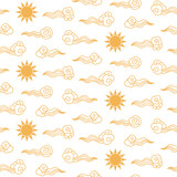 Traditional Asian clouds and sun gold seamless pattern on transparent background. Vector illustration. Line art style design. Lunar New Year, Mid Autumn Festival holiday backdrop, package, banner