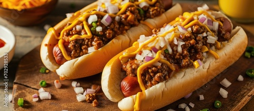 Ideal for sporting events, picnics, or whenever chili dogs with onions are desired. photo