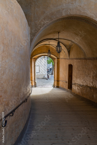 Public passage through castle in Cesky Krumlov