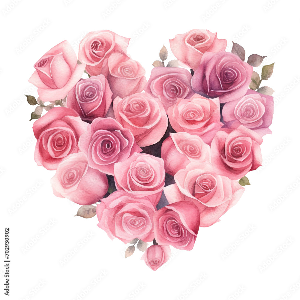 Heart made of pink roses. AI generated image Heart made of pink roses. AI generated image