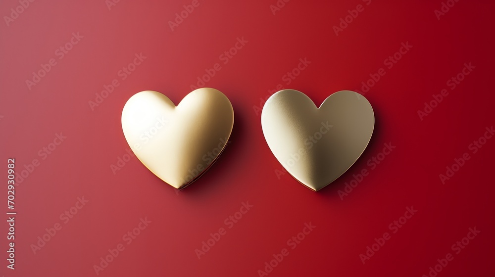 Two White Hearts on a Red Background