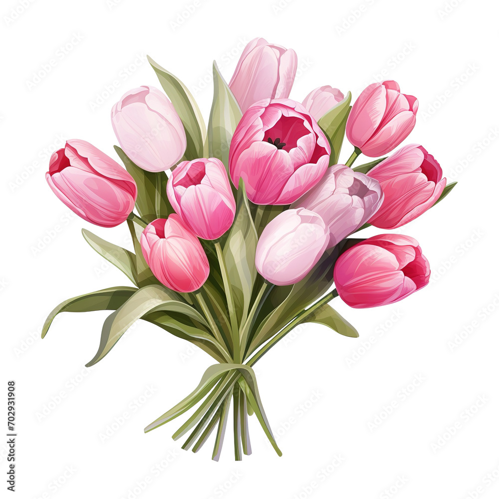 Bouquet of pink tulips. AI generated image