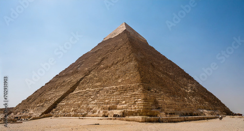 Pyramid in the desert in sunny weather