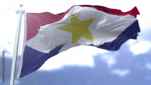 Saba flag waving against the sky. High quality 4k footage