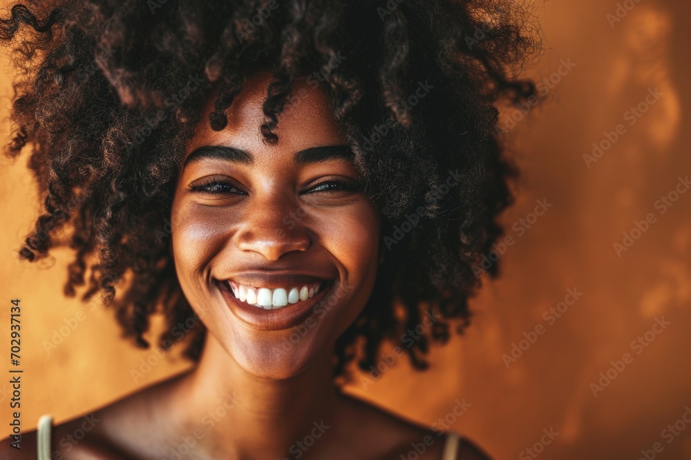 Beautiful black girl smiling, brown background, digital illustration, Black History Month. Generative AI Beautiful black girl smiling, brown background, digital illustration, Black History Month. Generative AI