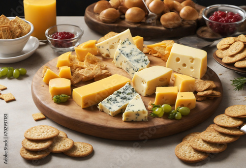 Savory cheese, cracker, and sausage platter