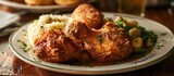 Southern-style fried chicken served with homemade biscuits and mashed potatoes.