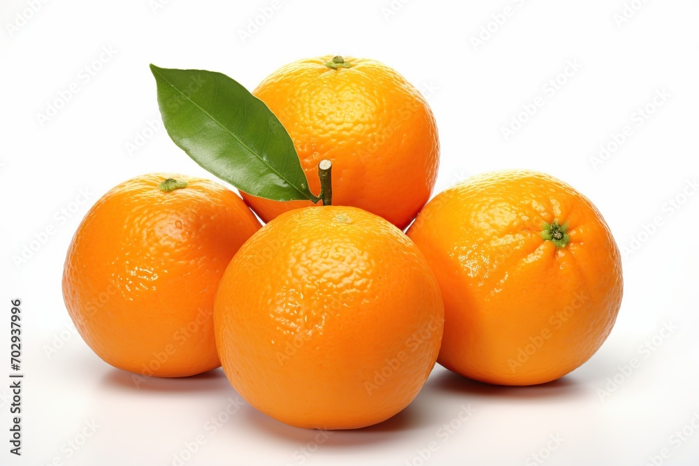 Fresh mandarins with green leaves isolated white background Fresh mandarins with green leaves isolated white background