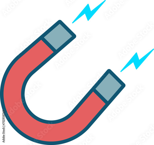 Magnet icon design in line fill style. Vector.