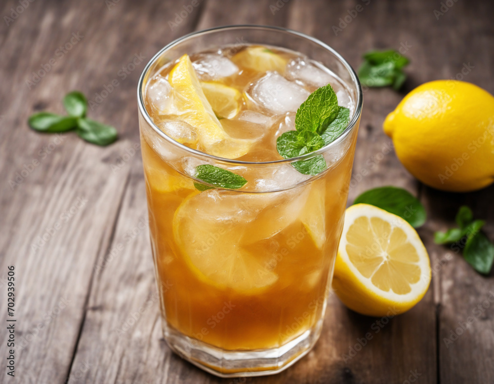 Refreshing Glass of Iced Tea With Lemon Slices Refreshing Glass of Iced Tea With Lemon Slices