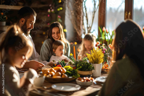 Family Gathered Around The Easter Dinner Table  Cherishing Moments Of Togetherness