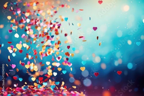 Colorful Burst Of Love: Festive Heart Confetti Celebration