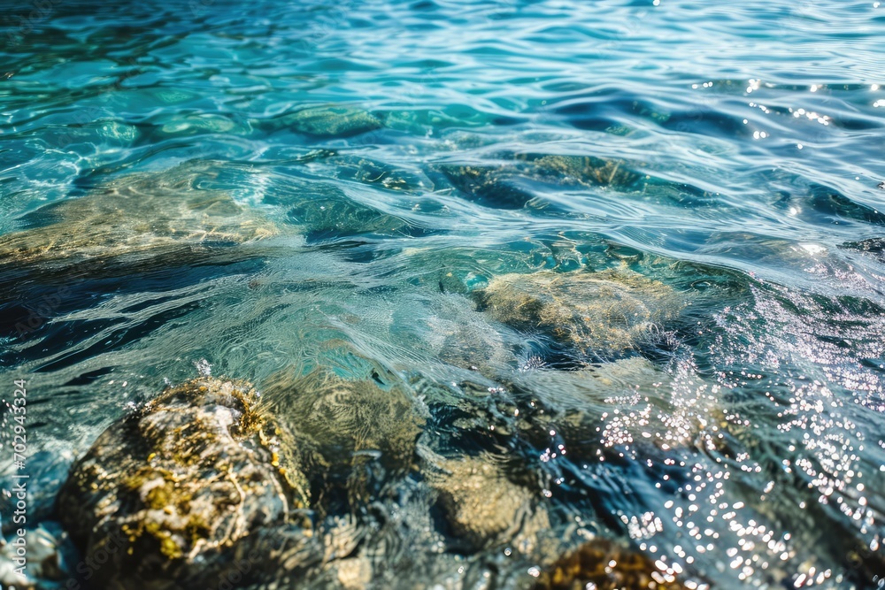 Fototapeta premium Clear Water Waves, Turquoise Sea, Tropical Paradise