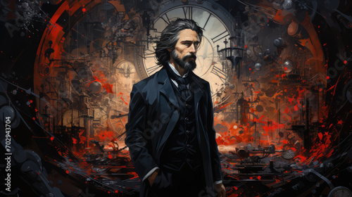 abstract portrait of eighteenth century businessman