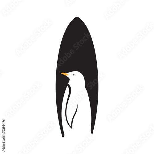 penguin surfing logo design vector image