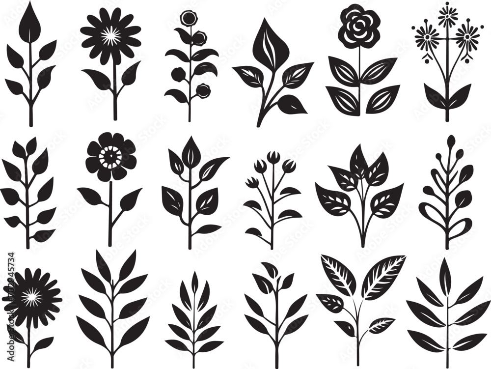 Flowers silhouette design illustration bundle