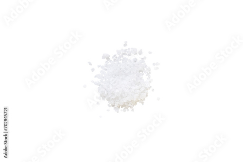 Heap of salt isolated on a transparent background without shadows from above, top view, png photo