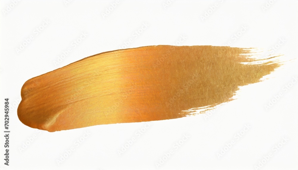 abstract gold bronze glitter brushstroke painting blot ink smear on white background