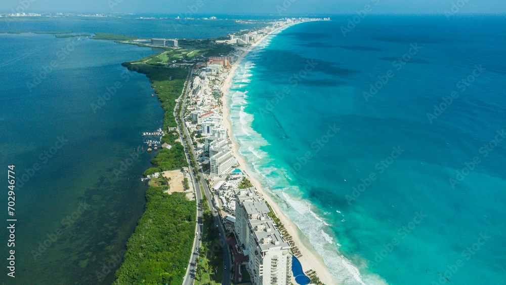 Região costeira e hoteleira de Cancun, México