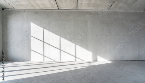 abstract empty modern concrete room with ceiling opening grid shadow and rough floor industrial interior background template