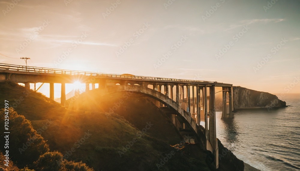 view of bixby creek bridge at sunset view of bixby creek bridge at sunset
