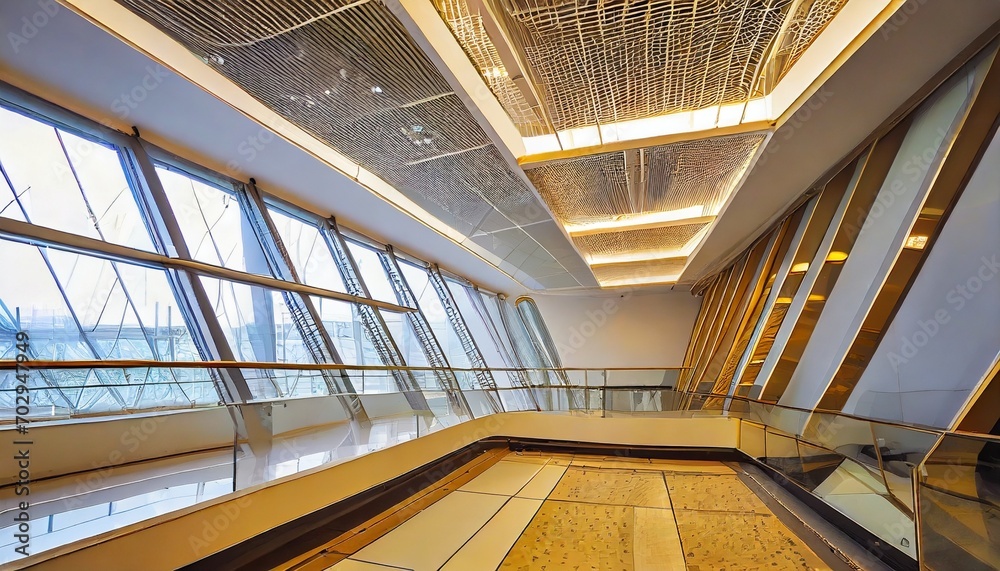 Obraz premium beautiful modern futuristic building interior architecture ai generated