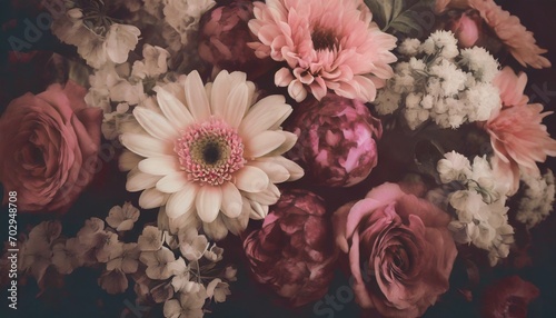 bouquet of flowers vintage painting style floral wallpaper ai © Art_me2541