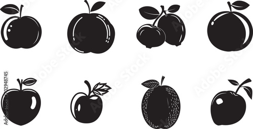 Fruit silhouette design illustration bundle