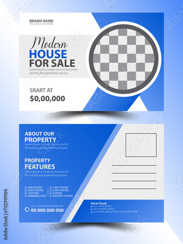 Corporate real estate postcard template design in vector,that is for sale