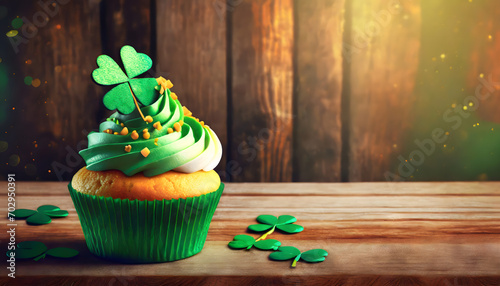 irisch, cup, cake, st, patricks, day, muffin, kleeblatt, dekoriert,  photo