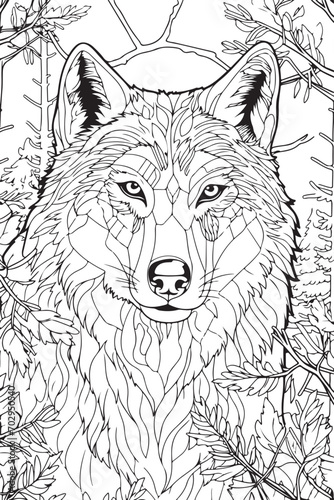 wolf in the forest coloring page
