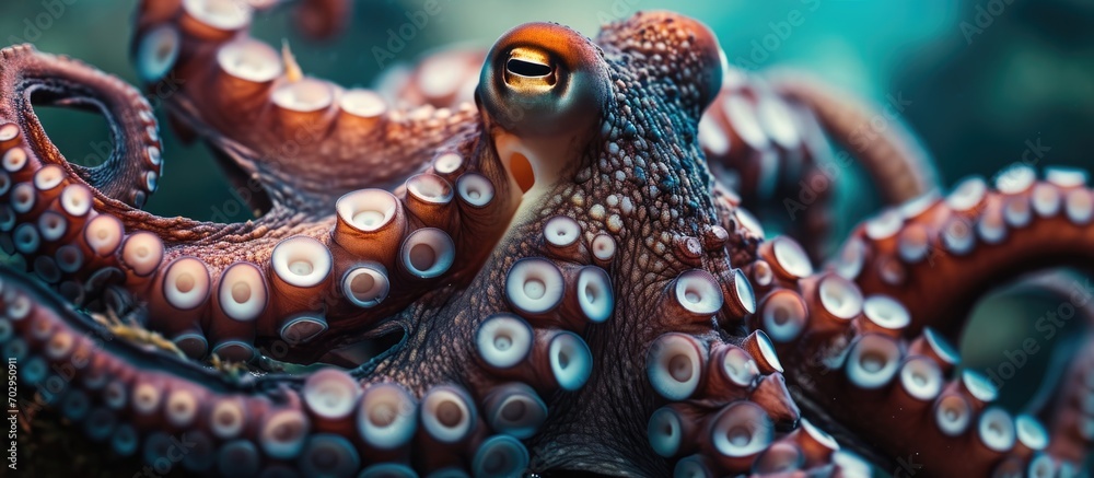 Obraz premium Close-up view of curled octopus tentacles