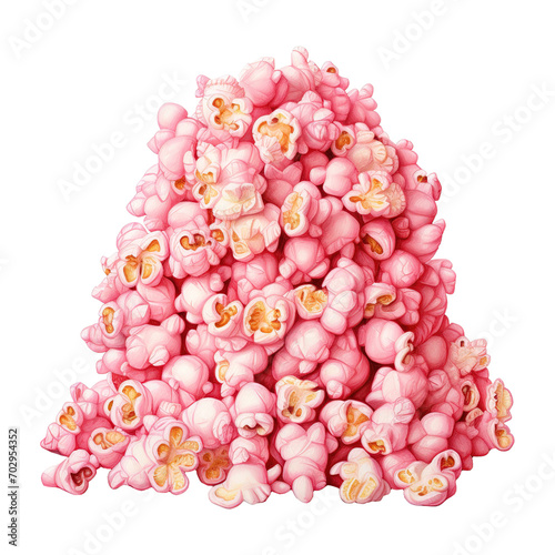Pile of popcorn with pink popcorn. AI generated image photo