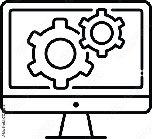 Outline setting icon, Tools, Cog, Gear Sign Isolated on white bac