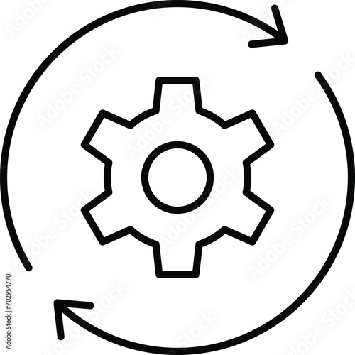 Outline setting icon, Tools, Cog, Gear Sign Isolated on white bac