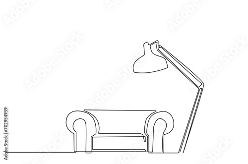 armchair lamp luxury relax time book reading corner objects one line art design