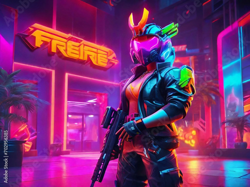 Neon lighting gaming character