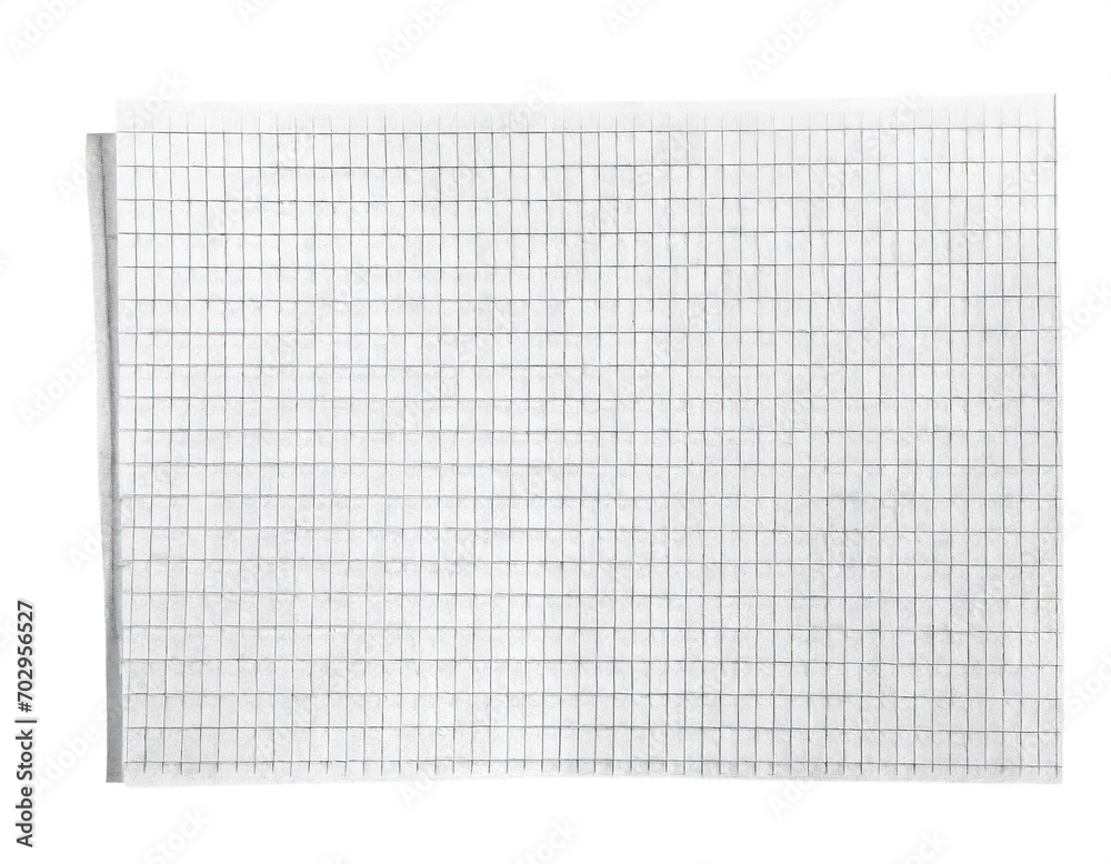 kariertes Blatt papier isoliert auf weißem Hintergrund, Freisteller kariertes Blatt papier isoliert auf weißem Hintergrund, Freisteller