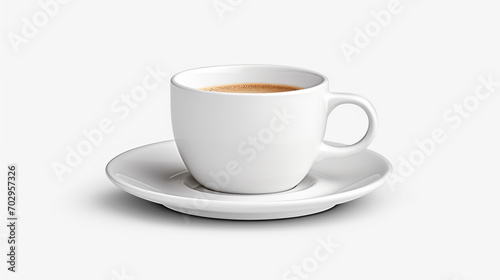 Perfect white coffee cup with steam isolated on white