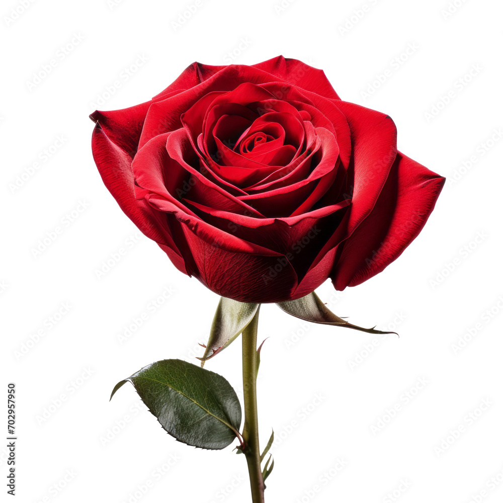 Realistic Velvet Red Rose Flower With Leaves Realistic Velvet Red Rose Flower With Leaves